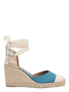 Castaã±er Blue Espardille Carina Sandals With Wedge Heel In Cotton Woman In Blue