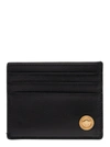 VERSACE BLACK CARD-HOLDER WITH MEDUSA BIGGIE DETAIL IN LEATHER WOMAN