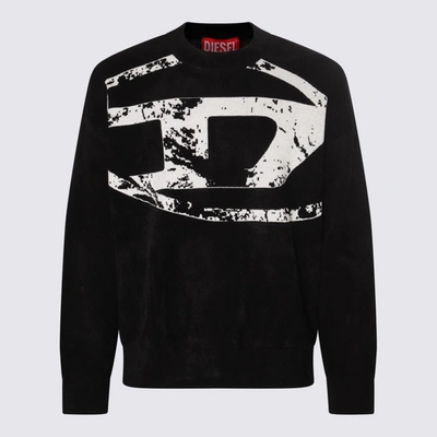 Diesel K-tria Chenille Logo Print Loose Fit Crewneck Sweatshirt In Black