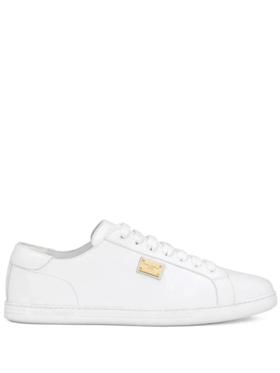 Dolce & Gabbana Calfskin Leather Saint Tropez Sneakers In White