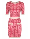 Elisabetta Franchi Red Monogram Pattern Minidress In Multicolor