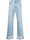Gcds Relaxed Laser Cotton Denim Logo Trousers In Blue