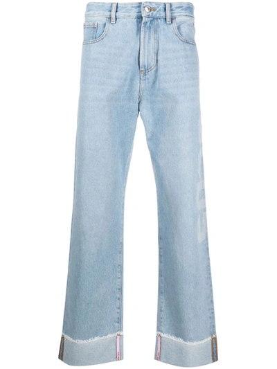 Gcds 23cm Laser Logo Denim Straight Jeans In Blue
