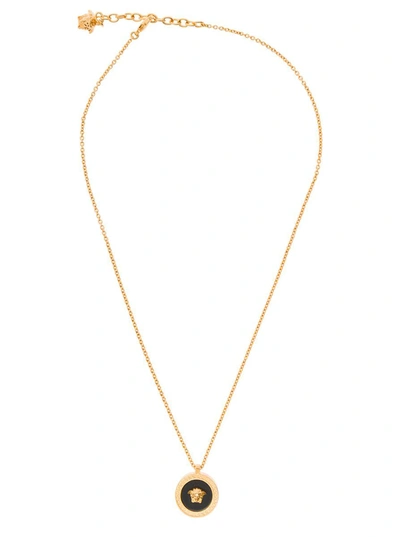 Versace Gold-colored Necklace With Medusa Charm In Metal Man In Grey