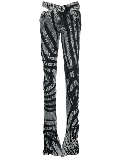 Masha Popova Striped Cut-out Skinny Jeans In Black