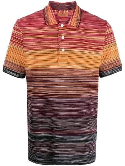 Missoni Stripe-pattern Cotton Polo Shirt In Orange