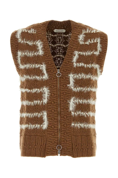 Namacheko Thornham Sleeveless Knitted Cardigan In Brown