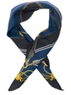 VERSACE BLUE SCARF WITH NAUTIC PRINT IN SILK MAN