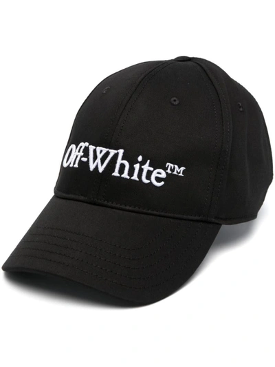 Off-white Logo Cotton Baseball Cap In Black Whit