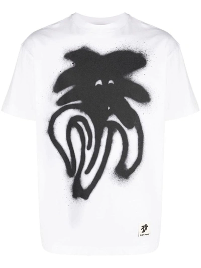 Palm Angels Spray Logo-print Cotton T-shirt In White