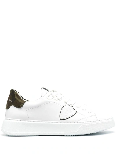 Philippe Model Temple Veau Lace-up Sneakers In Bianco E Verde
