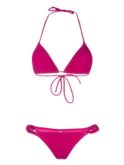 Reina Olga Scrunchie Terry Triangle Bikini In Pink
