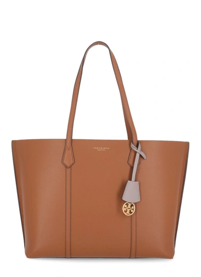 Tory Burch Perry Triple-compartment Leather Tote In Brown