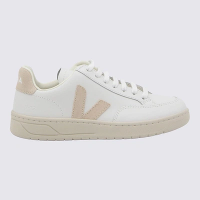 Veja White And Pink Leather V-12 Sneakers In Extra-white/sable