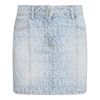 Versace Allover Logo-print Denim Skirt In Blue