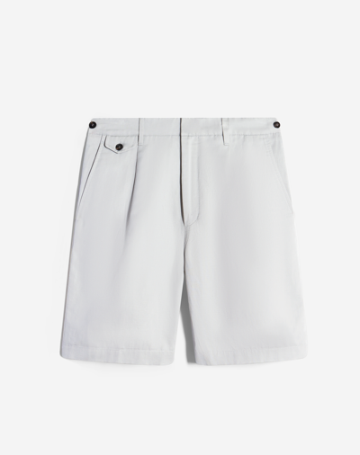 Dunhill Straight-leg Pleated Cotton And Linen-blend Twill Bermuda Shorts In Grey