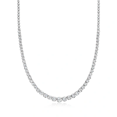 Ross-simons Diamond Graduated Tennis Necklace In 14kt White Gold In Silver