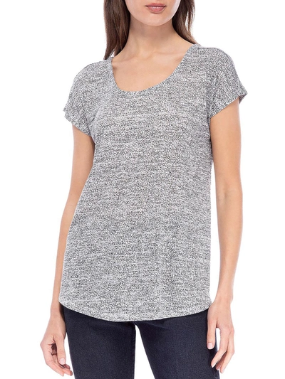 Bobeau Womens Animal Print Cross Back T-shirt In Grey