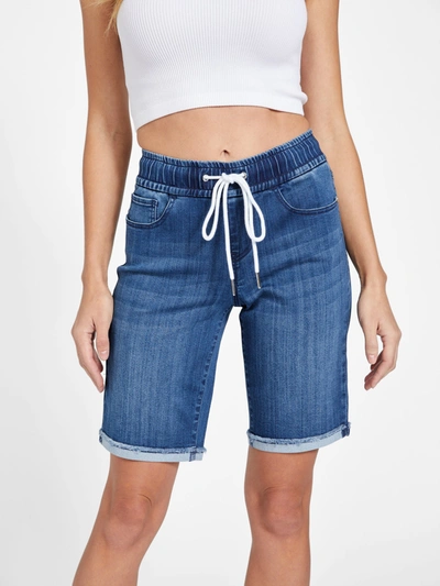 Guess Factory Eco Katya Denim Jogger Shorts In Blue