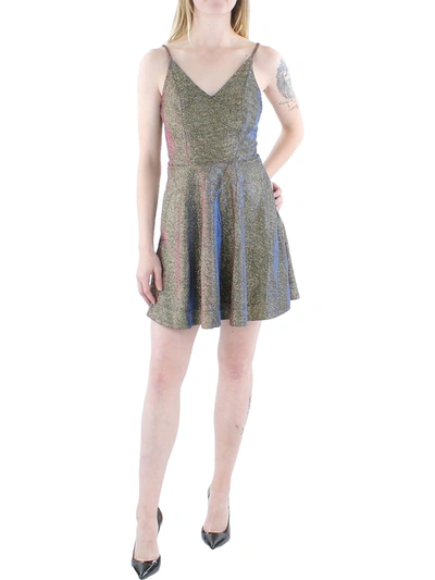Speechless Juniors Womens Metallic Mini Cocktail And Party Dress In Grey