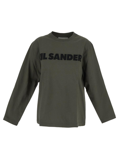 Jil Sander Long Sleeves Cotton T-shirt In Green