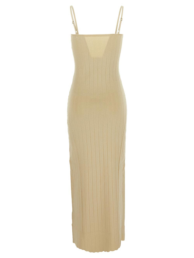 Jacquemus Ribbed Dress In Ivory