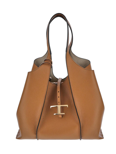 Tod's Shopping T Medium Leather Tote Bag In Brown