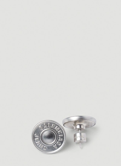 Balenciaga Jeans Stud Earrings In Silver