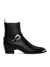 Celine Men Isaac Western Chelsea Boot With Harness And Metal Toe In Calfskin With Tejus Print Black In Black