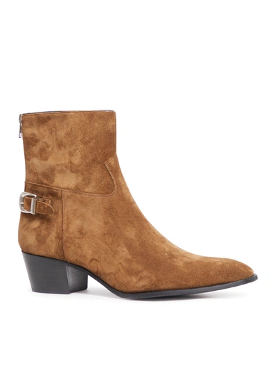 Celine Zipped Ankle Boots In Brown