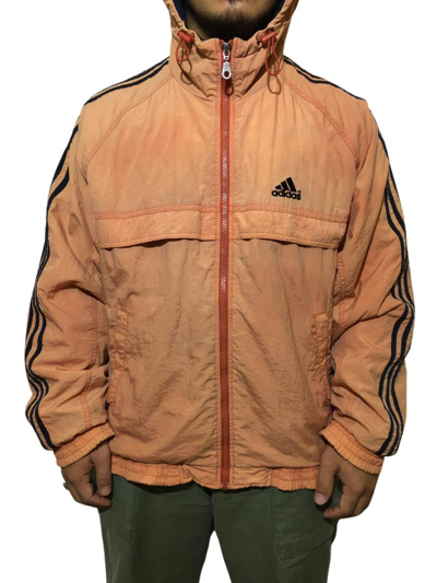 Pre-owned Adidas X Vintage Vtg. Adidas Orange Sun Faded Hoodie Sweaters