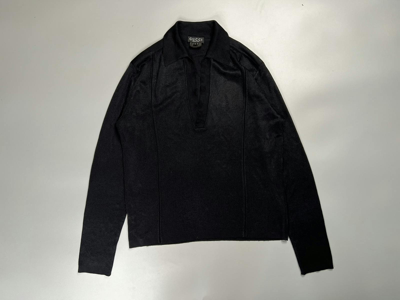 Pre-owned Gucci X Tom Ford Gucci Tomford 2000's Mens Plunge Neck Viscose Polo Sweater In Black