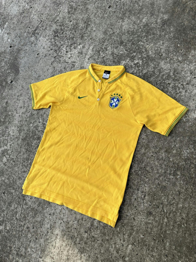 Pre-owned Nike X Soccer Jersey Vintage Nike Brazil Polo Soccer Blokecore Style Casual In Yellow