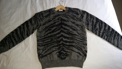 Pre-owned Saint Laurent Grey Zebra Pattern Mohair-blend Sweater