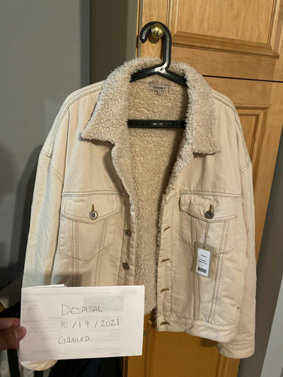 Pre-owned Yeezy Season 5 Sherpa Lined Denim Jacket Kanye West Sz. M In White
