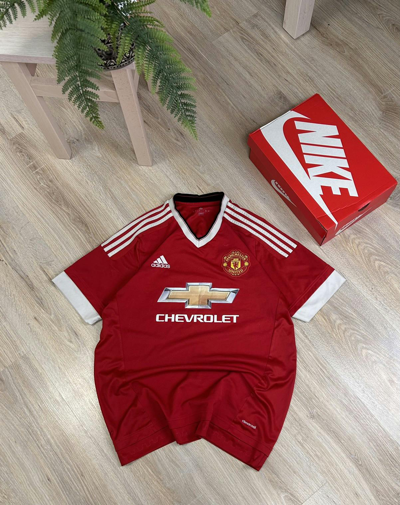 Pre-owned Adidas X Manchester United 00s Vintage Adidas Football Jersey X Chevrolet In Red