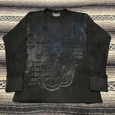 Pre-owned Affliction X Ed Hardy Y2k Affliction No Boundaries Tapout Southpole Style Tee In Black