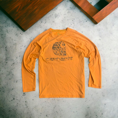 Pre-owned Carhartt X Vintage Carhartt Longsleeve Big Logo Size M In Orange