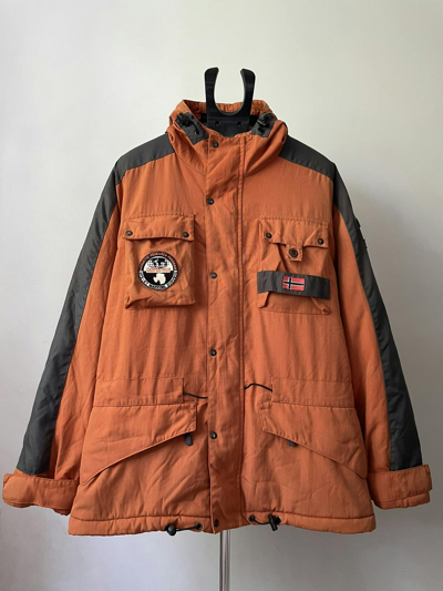 Pre-owned Napapijri Cordura High Tech Winter Jacket In Grey Orange