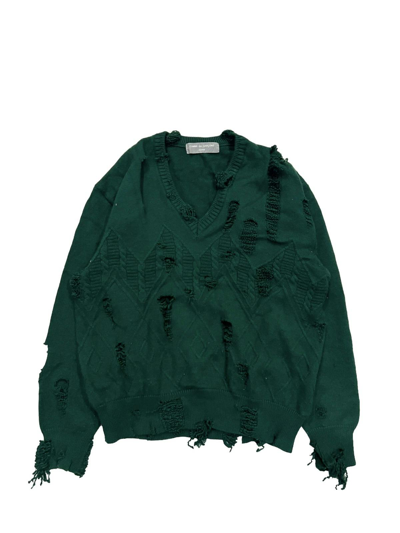 Pre-owned Comme Des Garcons X Comme Des Garcons Homme A/w 1990 Comme Des Garcons Distressed Grunge Punk Sweater In Forest Green