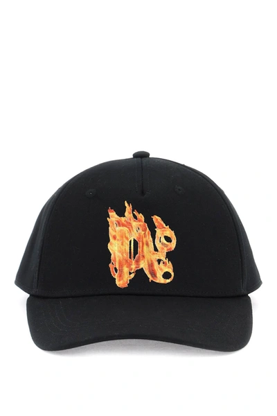 Palm Angels Monogram-embroidered Cotton Cap In Black