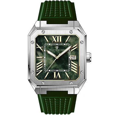 Pre-owned Christian Van Sant Men's Mosaic Green Dial Watch - Cv6182