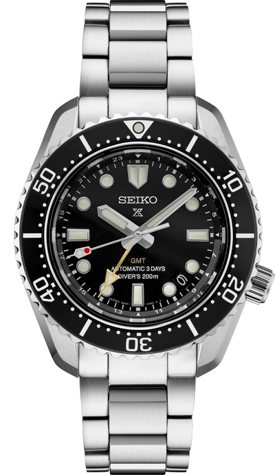 Pre-owned Seiko Prospex Diver's Stainless Steel Black Dial Men's Gmt Watch Spb383