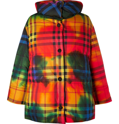 Pre-owned Burberry Sold Out  Oversized Checked Cotton Down Jacket Rainbow It 48 Medium