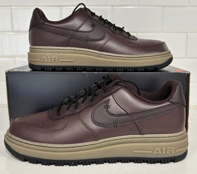 Pre-owned Nike Air Force 1 Luxe Brown Basalt Black Leather Mens Sz 14 Dn2451-200 No Boxlid