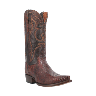 Pre-owned Dan Post Men's Hearst Cognac Lizard Snip Toe Western Boots Dp3078 In Brown
