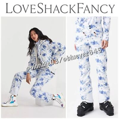 Pre-owned Loveshackfancy X Bogner Fire + Ice “ireen” Ski Snowboard Pants Us14/xxl In Blue