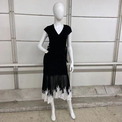 Pre-owned 3.1 Phillip Lim Lace-trim Midi Dress Women's Size 4 Black