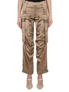 Fendi Satin Cargo Trousers In Beige