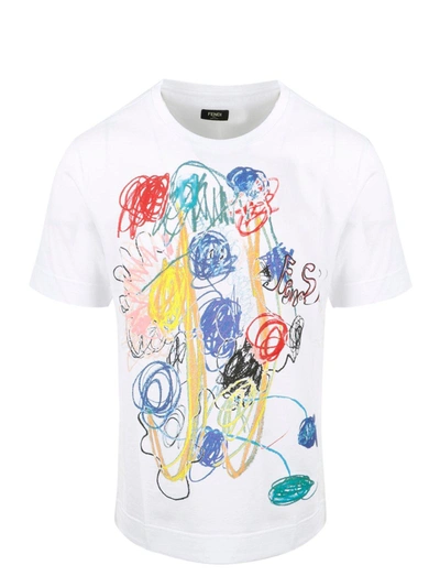 Fendi Graphic Detail T-shirt In Bianco